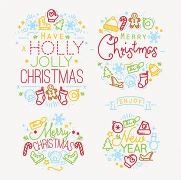 Christmas elements color Stock Illustration