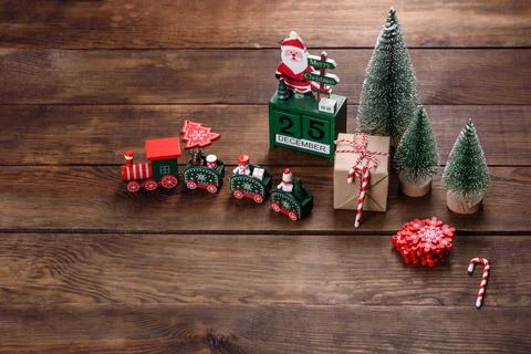 Christmas elements of decorations for decorating the New Year tree Stock Photos