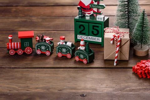 Christmas elements of decorations for decorating the New Year tree 스톡 사진