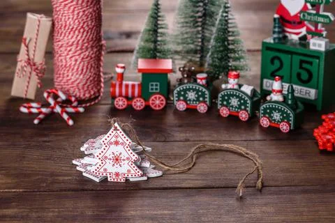Christmas elements of decorations for decorating the New Year tree Foto stock