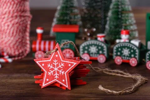 Christmas elements of decorations for decorating the New Year tree Foto stock