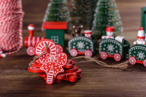 Christmas elements of decorations for decorating the New Year tree Stock Photos