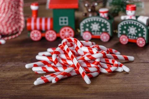 Christmas elements of decorations for decorating the New Year tree Stock Photos