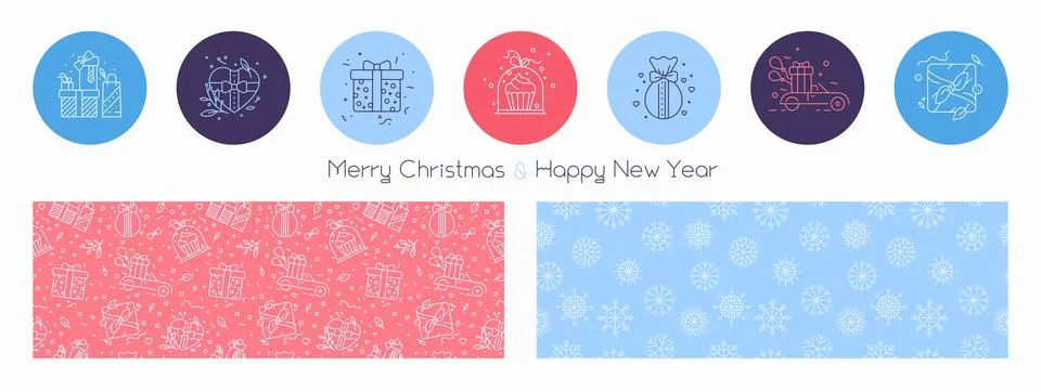Christmas elements design set - vector winter holiday banner Illustrazione stock