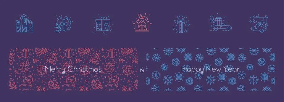 Christmas elements design set - vector winter holiday banner Stock Illustration