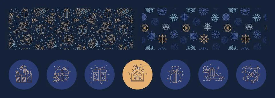 Christmas elements design set - vector winter holiday banner Stock Illustration
