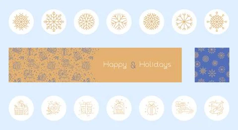 Christmas elements design set - vector winter holiday banner 스톡 일러스트