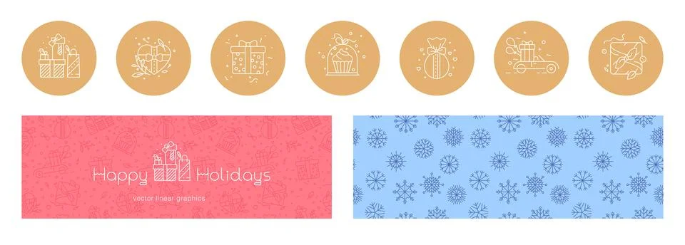 Christmas elements design set - vector winter holiday banner 스톡 일러스트