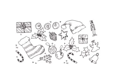 Christmas elements doodle Stock Illustration
