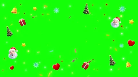 Christmas elements floating on green screen background Видео 337761939