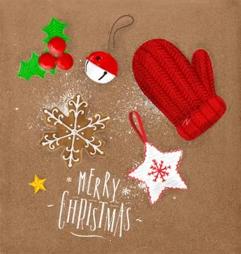 Christmas elements glove craft Stock Illustration
