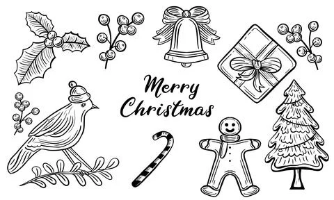 Christmas elements hand drawn vector Stock-Illustration
