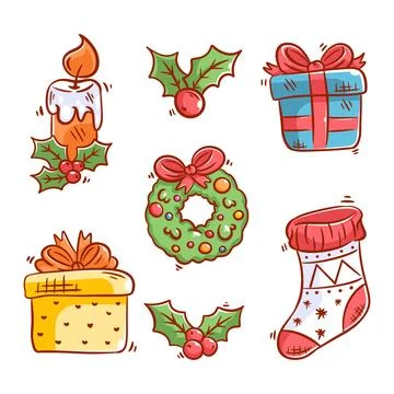 Christmas elements icons collection set of Illustrazione stock