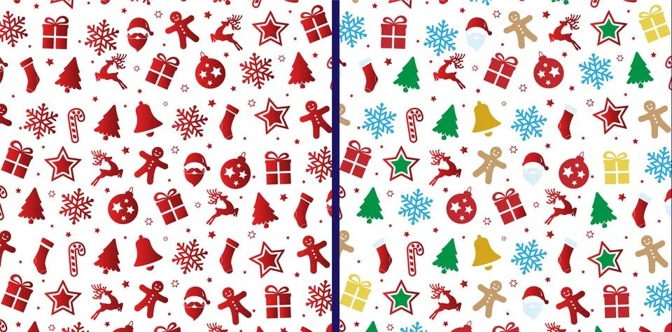 Christmas Elements Icons Pattern Set Stock Illustration