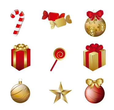 Christmas elements isolated over white background. vector illustration Stock Illustration