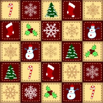 Christmas elements over checked background Ilustração Stock