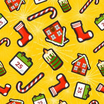 Christmas elements patch icon pattern background イラスト素材