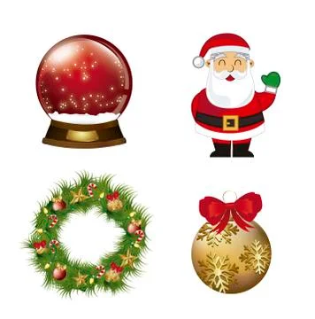 Christmas elements with santa claus isolated. vector 스톡 일러스트