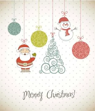 Christmas elements with santa, snowman and tree. vector illustration 스톡 일러스트