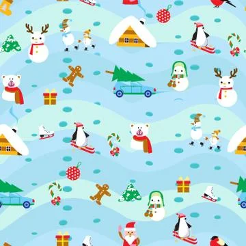 Christmas elements seamless pattern background Stockillustratie