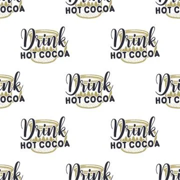 Christmas elements seamless pattern. Traditional coffee cup design. Drink hot Stock Illustration