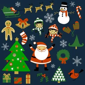 Christmas Elements Set Stock Illustration