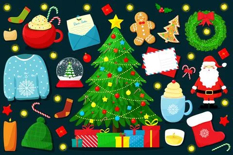 Christmas elements set 스톡 일러스트