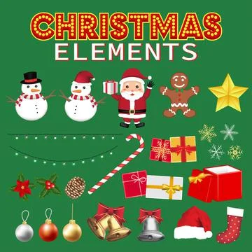 Christmas Elements Set Stock Illustration