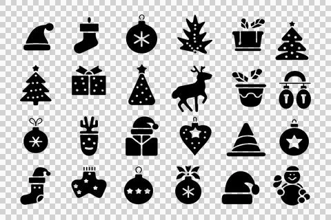 Christmas elements set silhouette vector Stock-Illustration