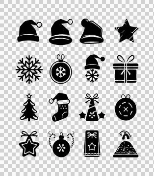 Christmas elements set vector silhouette Ilustração Stock