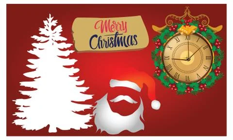 Christmas elements with tree Stock Illustration