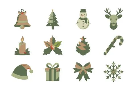 Christmas elements vector art illustration bundle set Stock Illustration