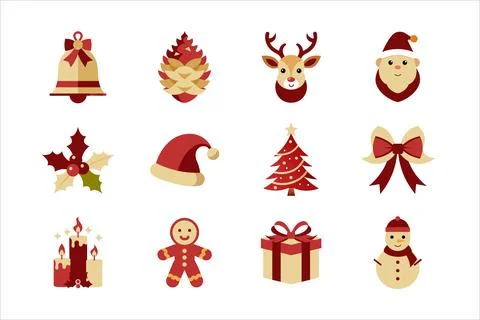 Christmas elements vector art illustration bundle set 스톡 일러스트