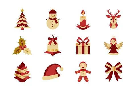 Christmas elements vector art illustration bundle set Stock Illustration