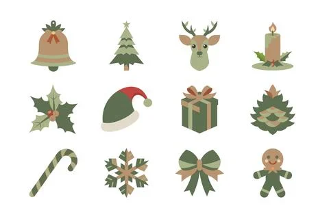 Christmas elements vector art illustration bundle set Stock Illustration