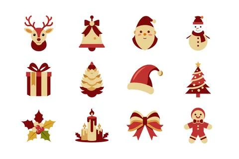 Christmas elements vector art illustration bundle set Stock Illustration