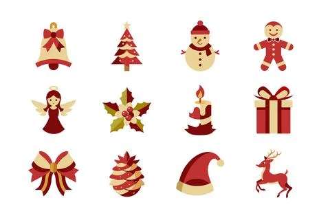 Christmas elements vector art illustration bundle set Stock Illustration