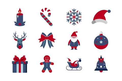 Christmas elements vector art illustration bundle set Stock Illustration