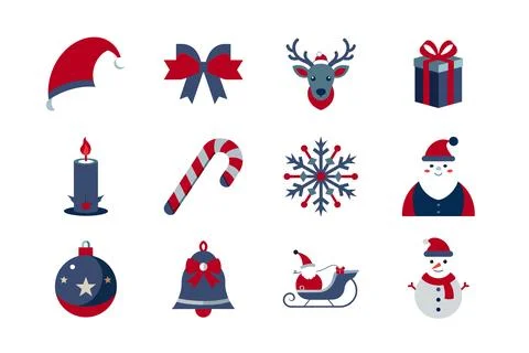 Christmas elements vector art illustration bundle set Stock Illustration