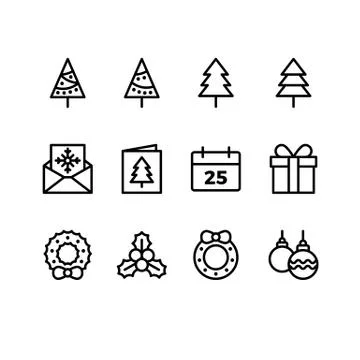 Christmas elements vector Icon set Stock Illustration