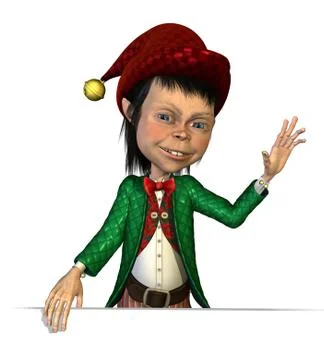 Christmas Elf on Border Stock Illustration