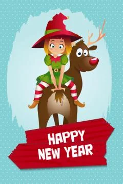 Christmas Elf Card Stock Illustration