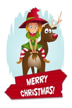 Christmas Elf Card Stock Illustration