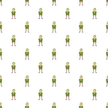 Christmas elf character seamless pattern repeating wallpaper Illustrazione stock