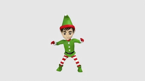 Christmas elf dance - 3d render looped with alpha channel. Stock Footage 205114363