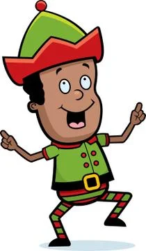 Christmas elf dancing Stock Illustration
