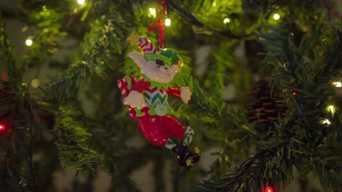 Christmas Elf Hanging on Tree Stock Footage 294663394