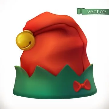 Christmas elf hat 3d vector icon Stock Illustration