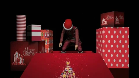 Christmas Elf Out Of The Box 3D Animation Stock Footage 42683073