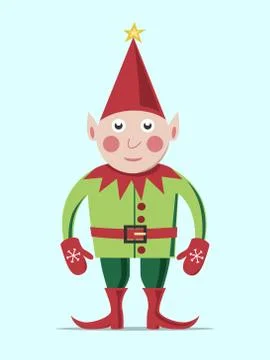 Christmas elf standing Stock Illustration